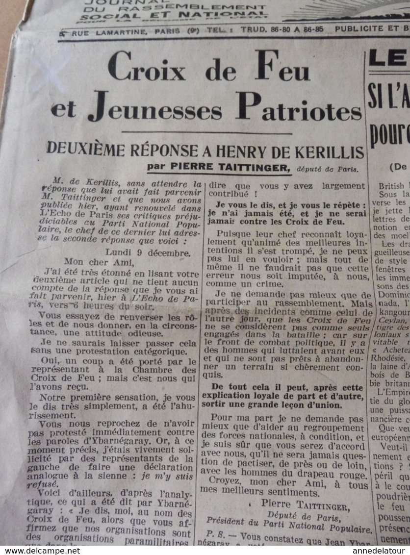 1935 L'AMI DU PEUPLE : Croix De Feu Et Jeunesses Patriotes ; Publicité --> Avec KRUCHEN Au Pays De La Santé ; Etc - General Issues