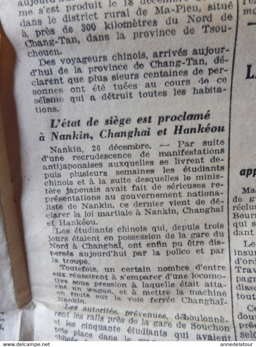 1935 L'AMI DU PEUPLE : Epave chalutier à Lorient ;Trocadéro ; Reinosa (Espagne); CHINE (Changhaï, Nankin, Hankéou) , etc