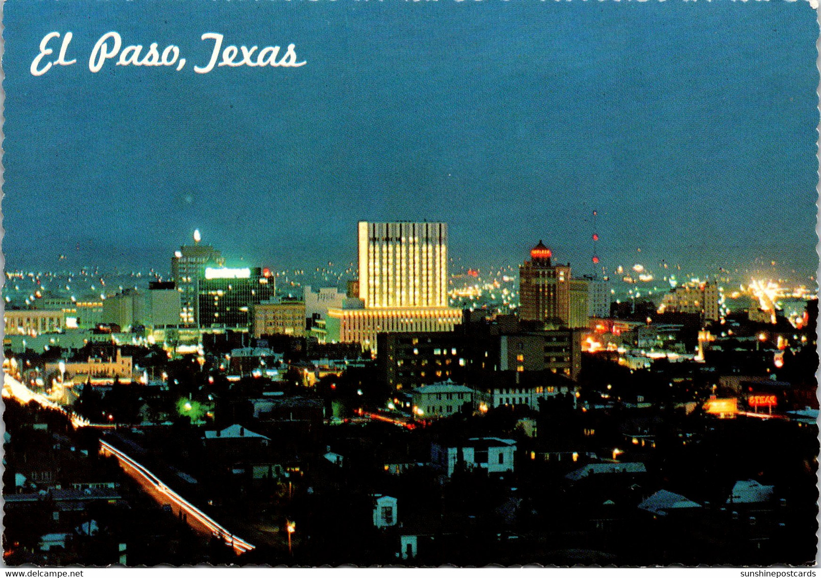 Texas El Paso Night View From Rim Road - El Paso