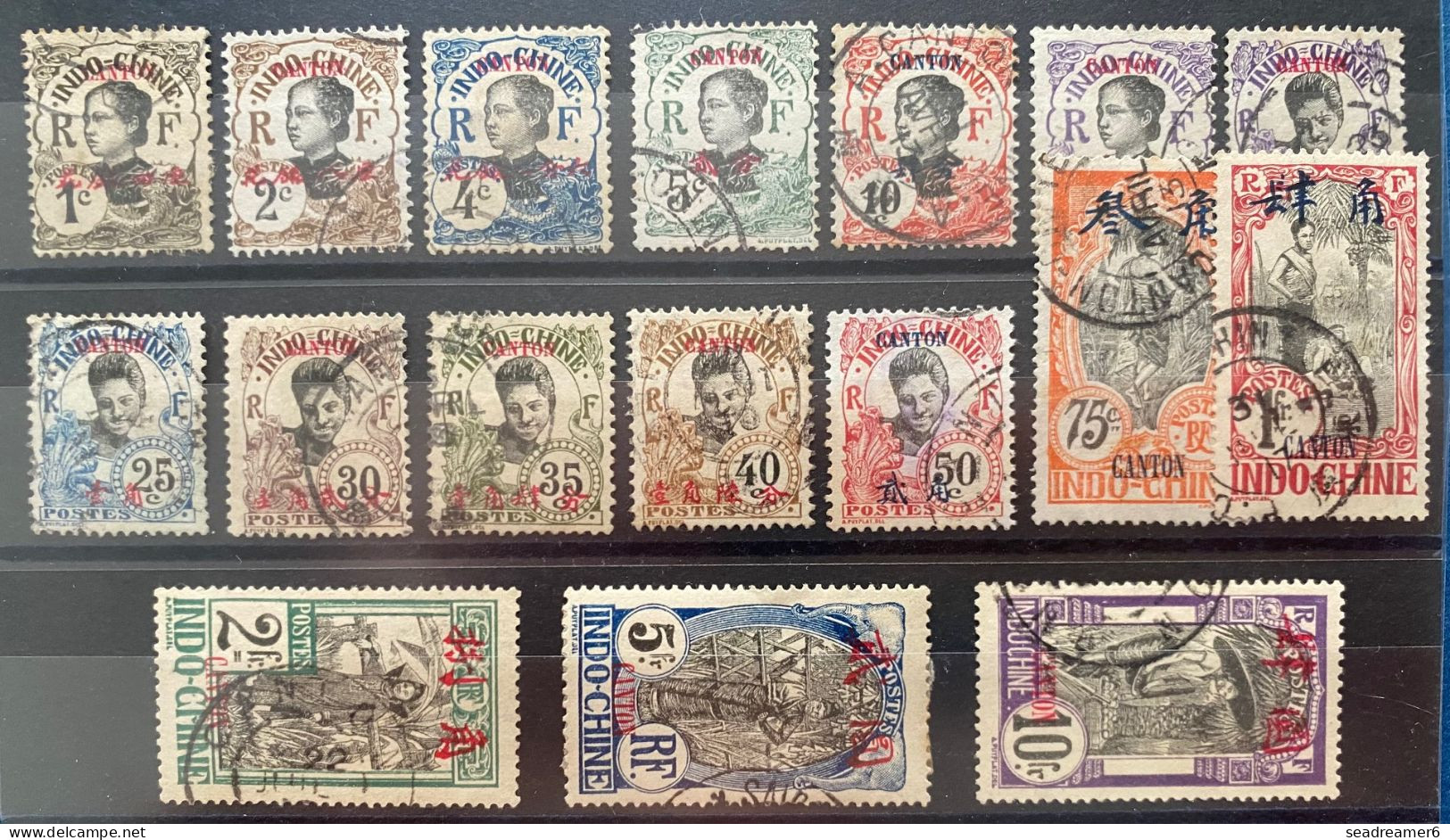 Colonies Françaises CANTON Serie N°50 à 66 Tous TTB Cote Yvert : 390 € - Used Stamps