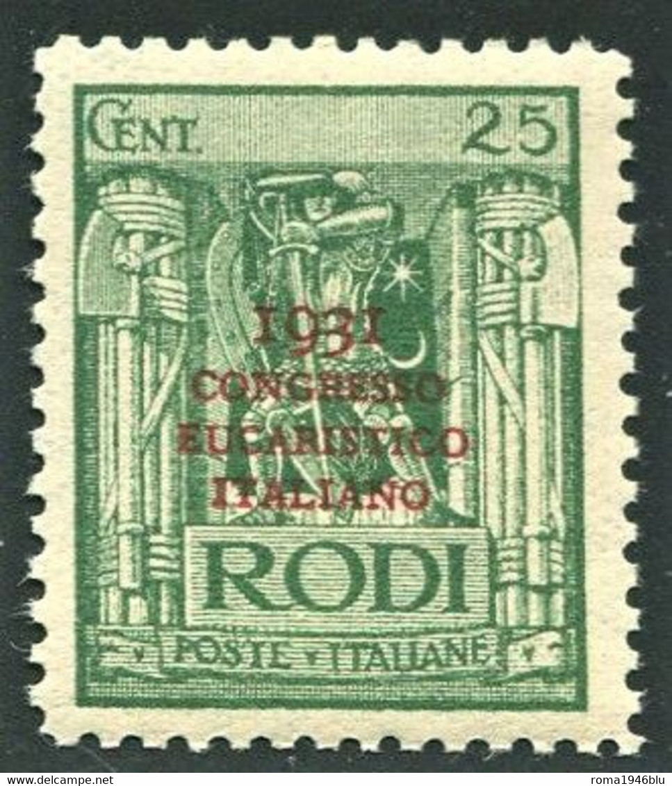 EGEO 1931 CONGRESSO EUCARISTICO ITALIANO 25 CENT. ** MNH - Ägäis