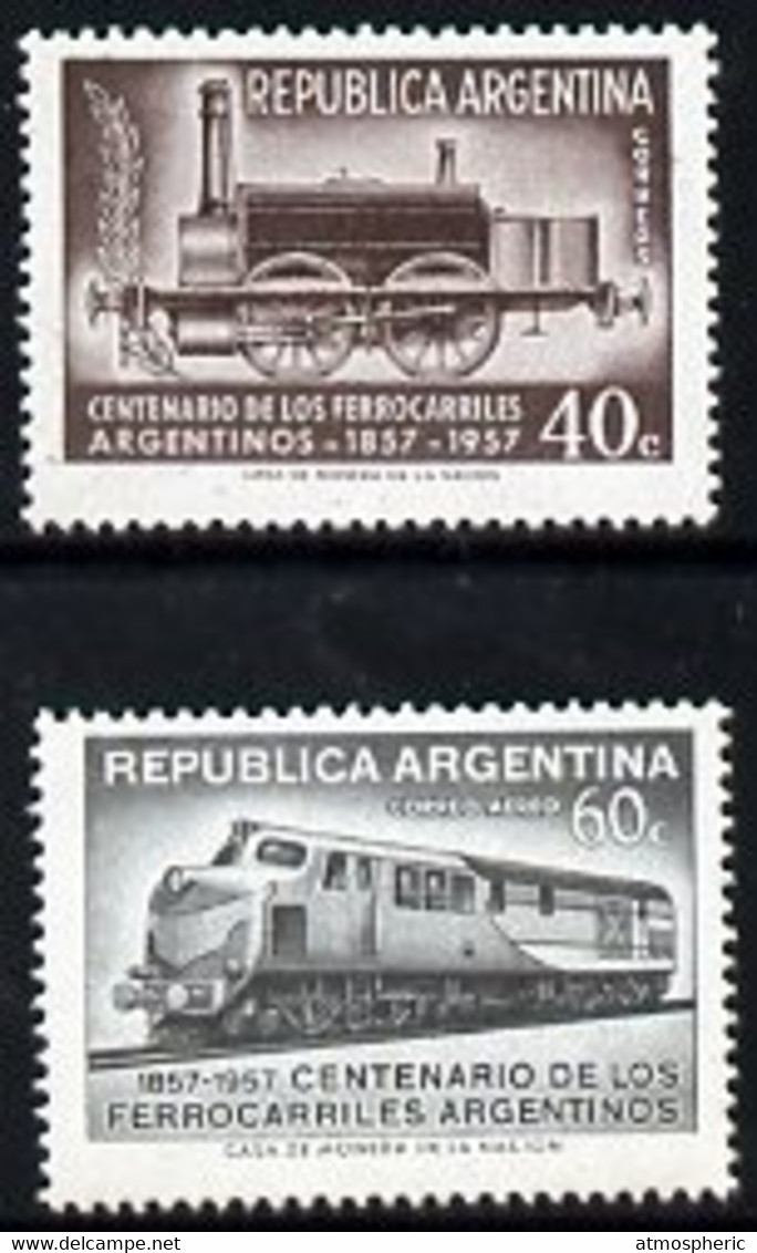 Argentine Republic 1957 Railway Centenary Perf Set Of 2 Unmounted Mint, SG 907-8 - Unused Stamps
