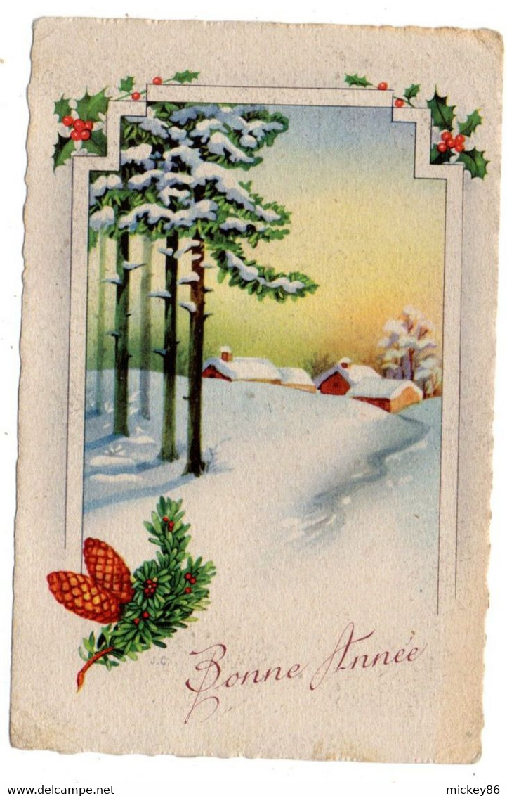 Bonne Année-- Nouvel An --1945- Paysage De Neige ,,,illustrateur  ????......à Saisir - Nieuwjaar