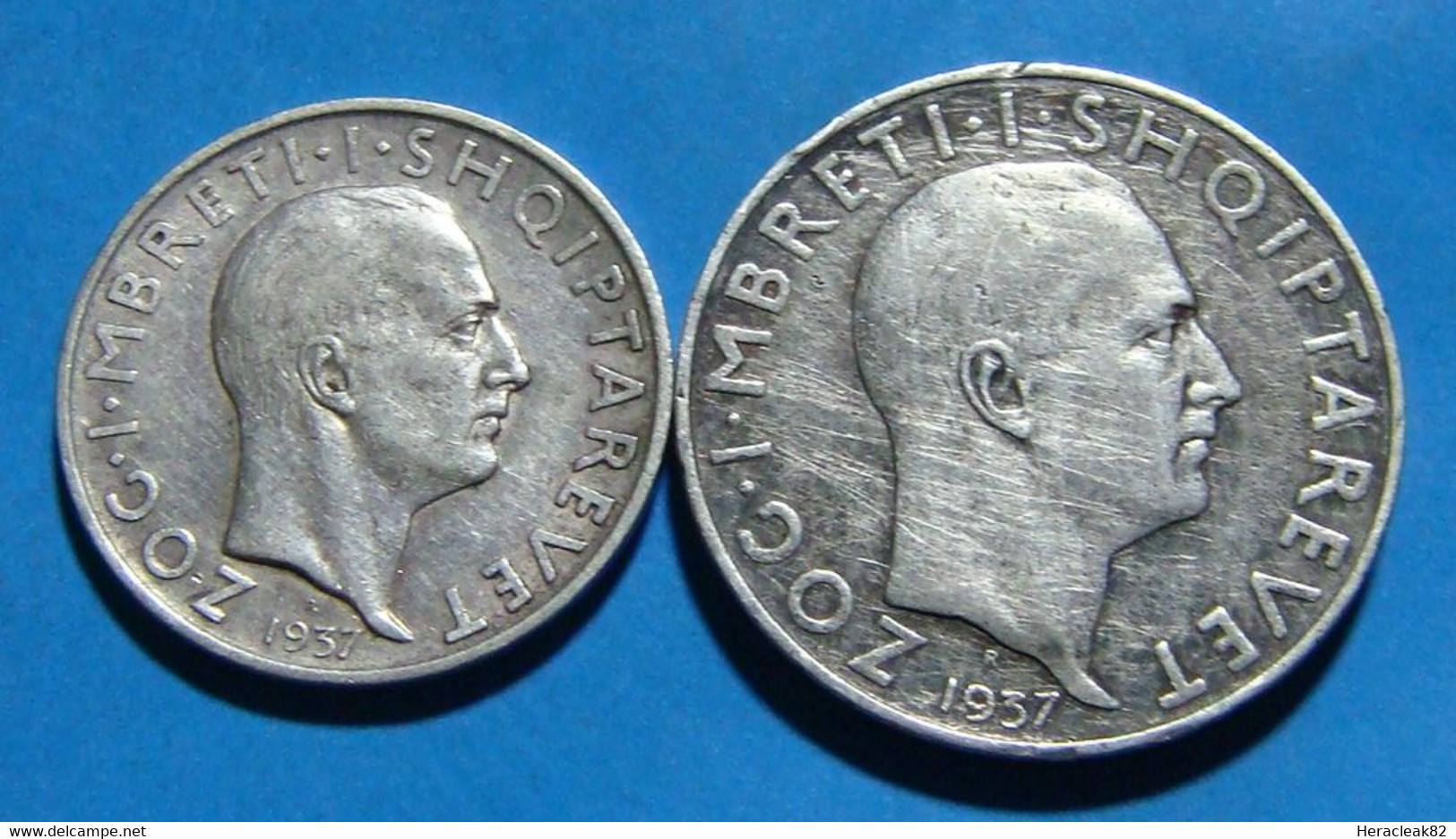 Albania 1and 2  Frang Ar 1937 Silver Coin ANNIVERSARY KM# 18 And 19 - Albanien