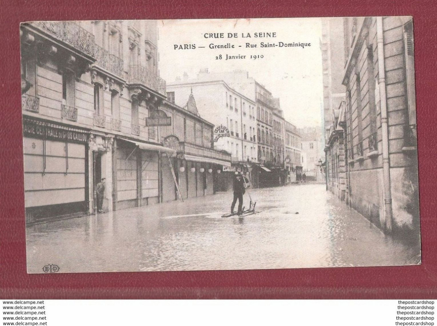 CPA 75 PARIS Grenelle, Rue Saint Dominique 28 Janvier 1910 Used Engklish Stamp - Paris Flood, 1910