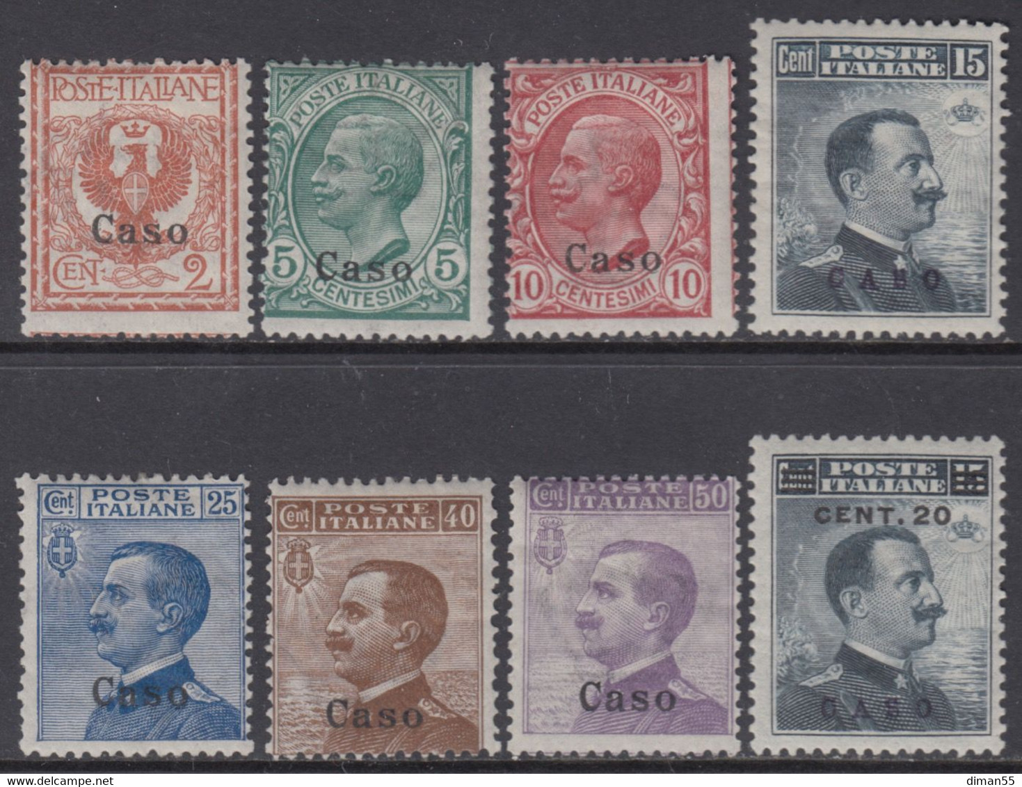 EGEO - CASO- Sassone N. 1-8 Cat. 140 Euro  Linguellati - MNH** - Egeo (Caso)