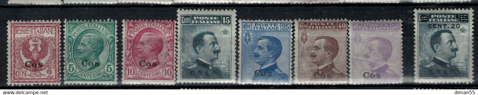 EGEO - COO- Sassone N. 1-8 Cat. 432 Euro  Linguellati - MH* - Egée (Coo)