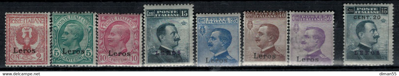 EGEO - LEROS- Sassone N. 1-8 Cat. 415 Euro  Linguellati - MH* - Egeo (Lero)