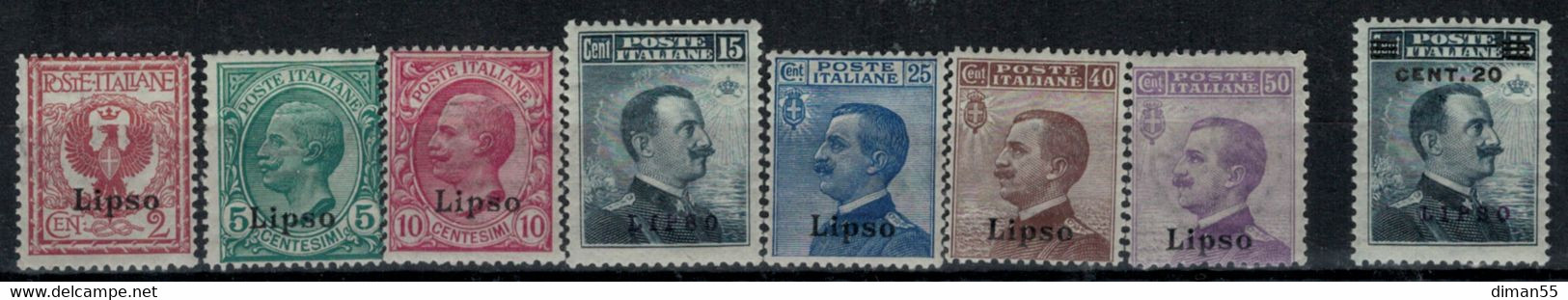 EGEO - LIPSO - Sassone N. 1-8 Cat. 130 Euro  Linguellati - MH* - Aegean (Lipso)