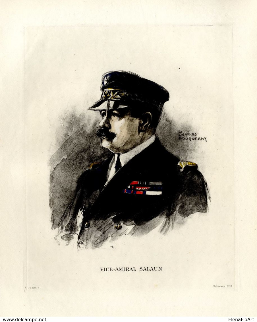 Print 1920 France Fleet French Navy Admiral Henri Salaün - Prints & Engravings