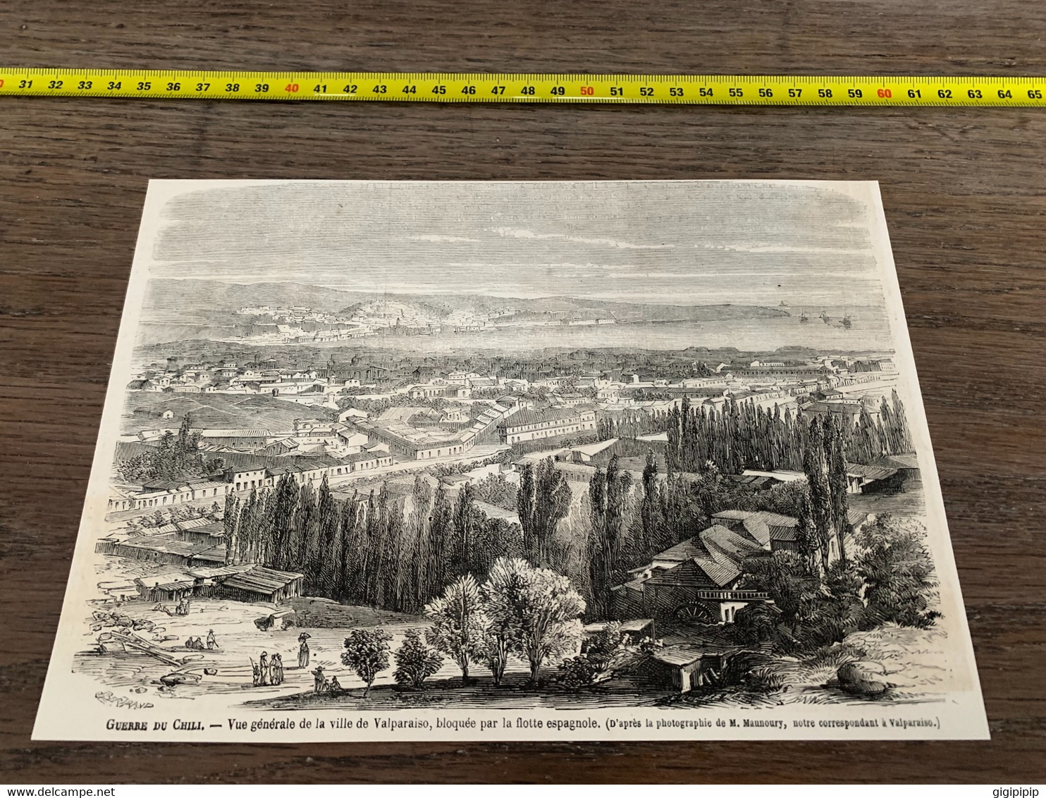 à1865 MI2 Gravure Guerre Du Chili Vue De Valparaiso - Unclassified