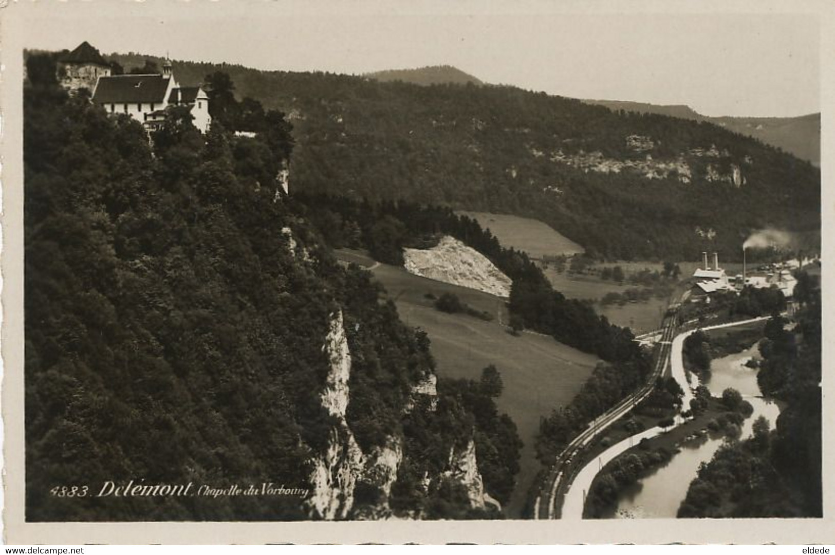 Real Photo Delémont  Chapelle De Vorbourg Ligne Chemin De Fer - Delémont