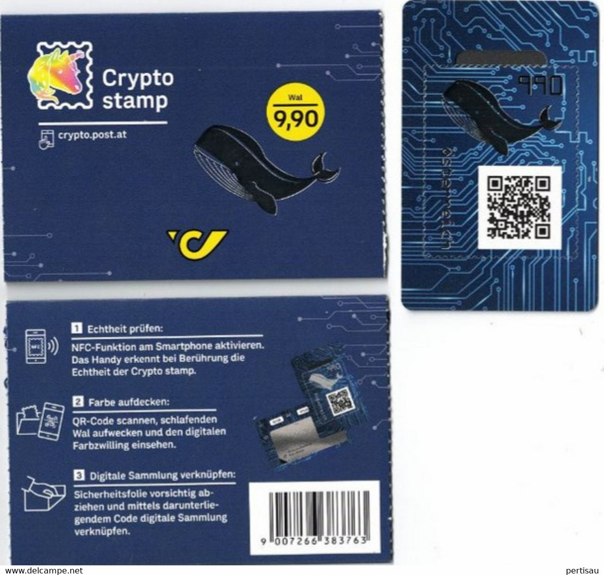 Crypto 3 Walvis Genummerd Code Zwart 2021 - Unused Stamps