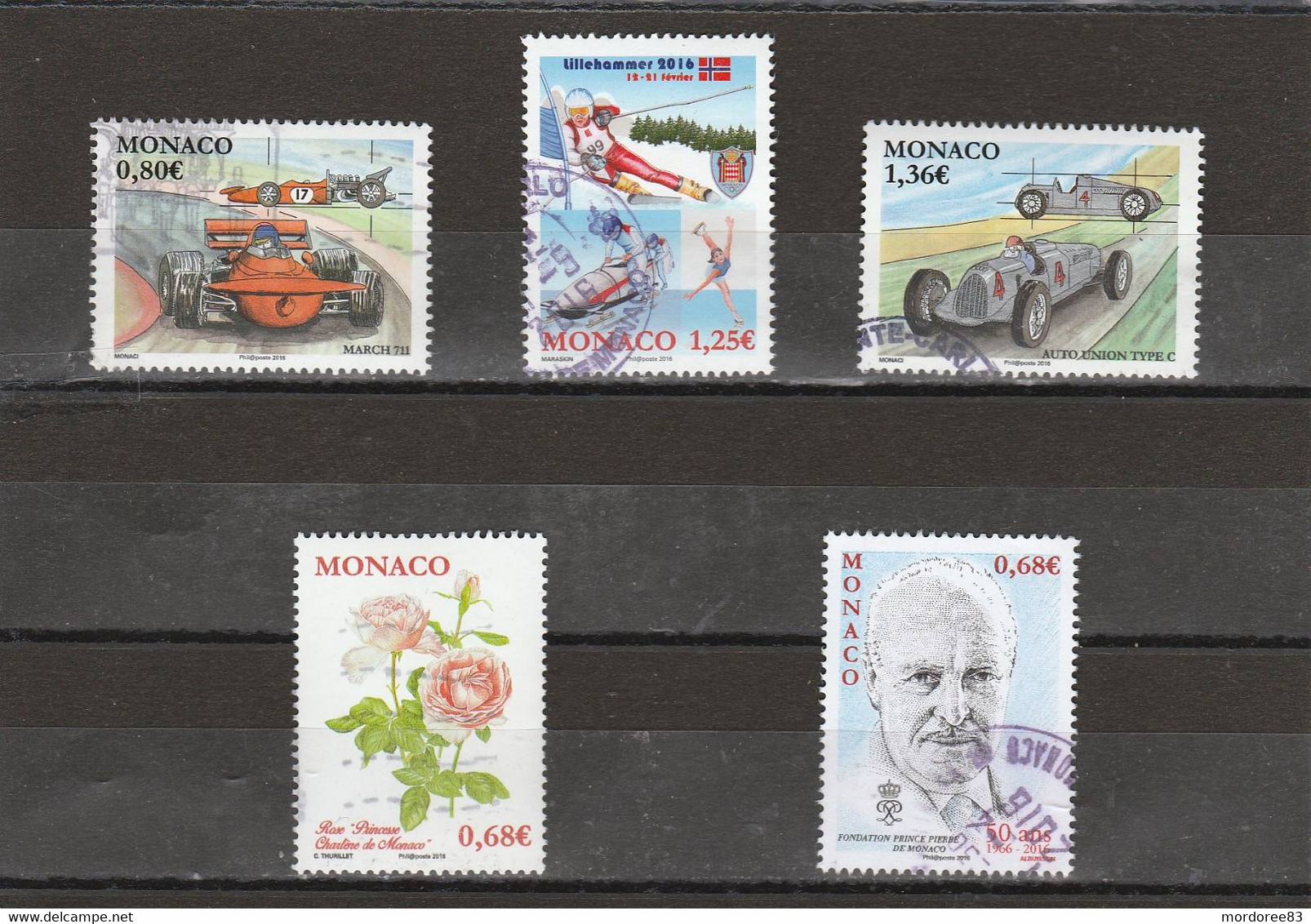 MONACO 2016 5 TIMBRES OBLITERE YT 3007 - 3018 - 3025 - 3026 - 3029 - Usati