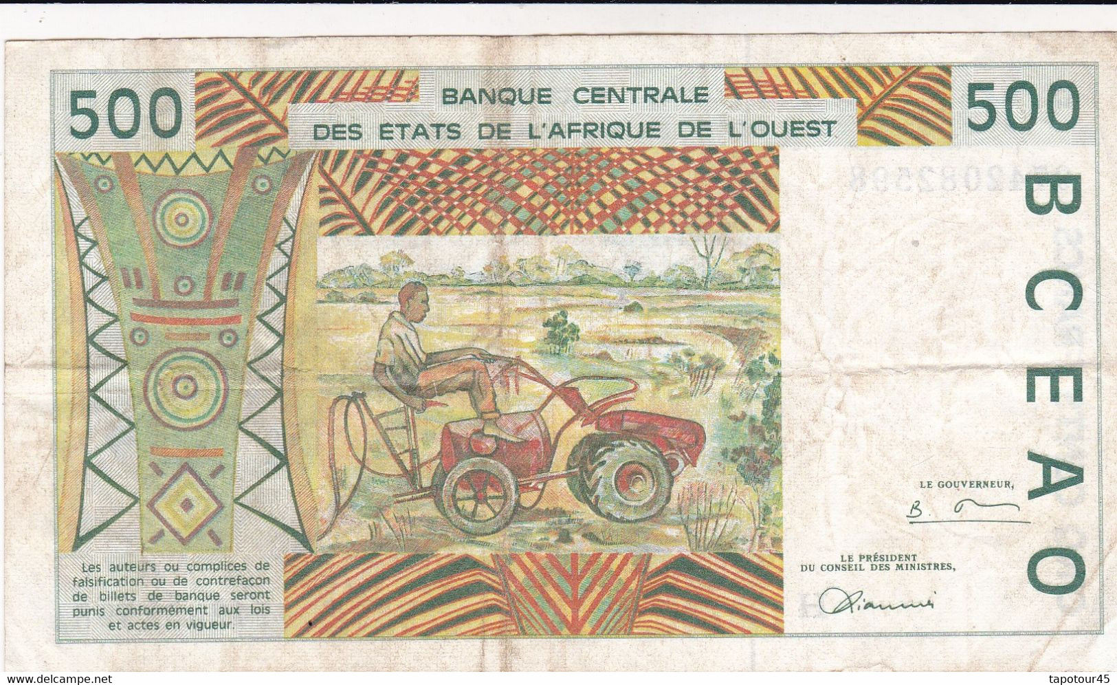 Billet >Billets > États D'Afrique De L'Ouest  500 Francs, - West-Afrikaanse Staten
