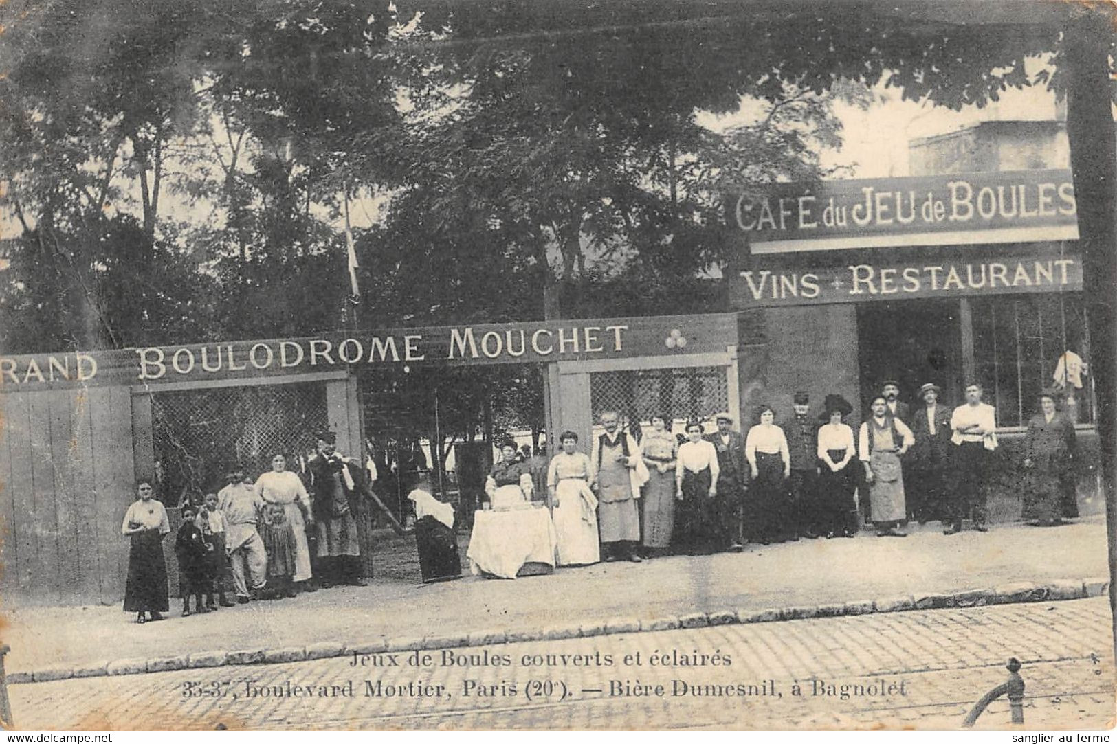 CPA 75 PARIS XXe PARIS BOULEVARD MORTIER JEUX DE BOULES COUVERTS BOULODROME MOUCHET BIERE DUMESNIL BAGNOLET - District 20