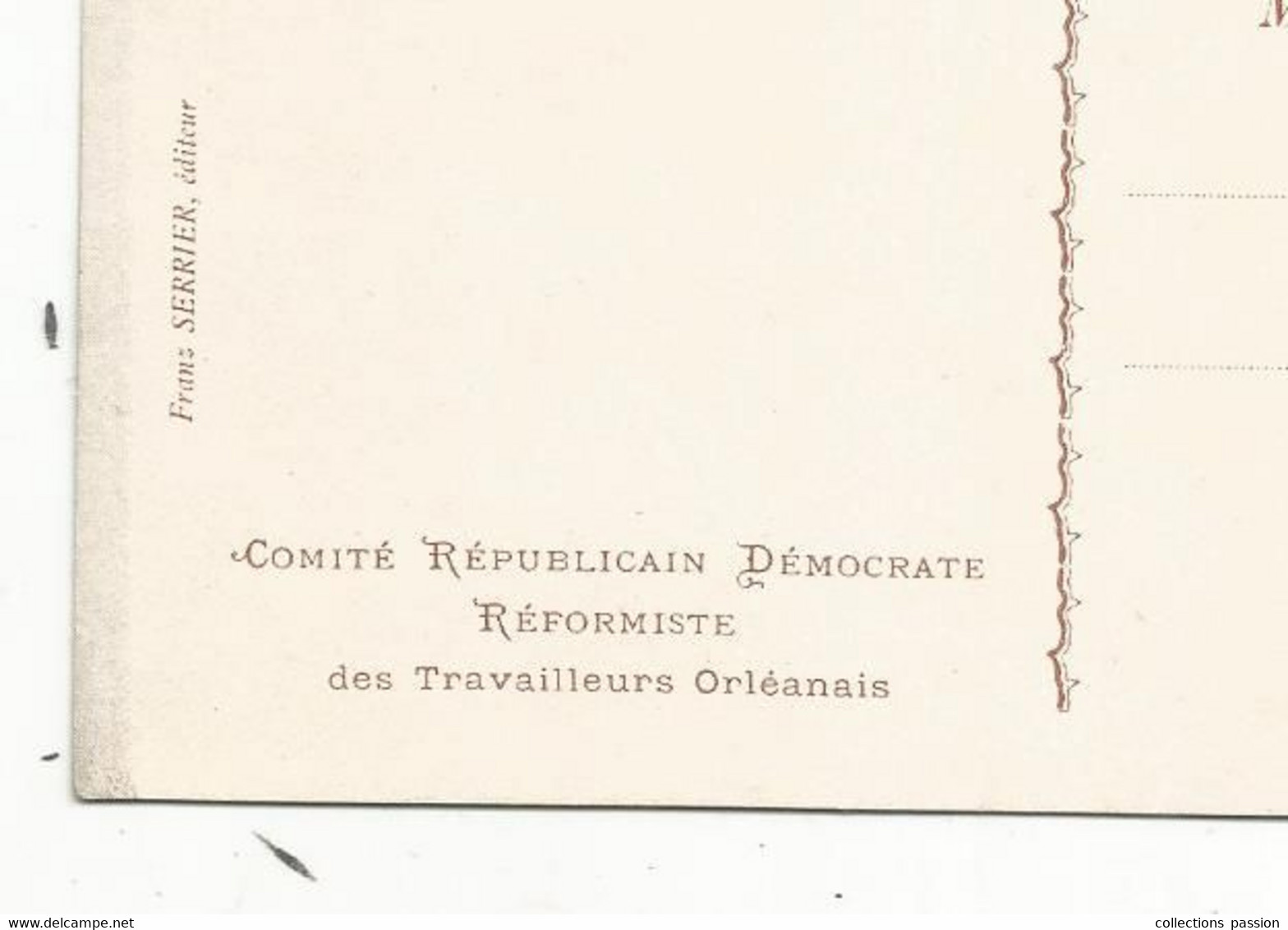 Cp, Politique , Grande Kermesse , COMITE REPUBLICAIN DEMOCRATE REFORMISTE DES TRAVAILLEURS ORLEANAIS - Partiti Politici & Elezioni