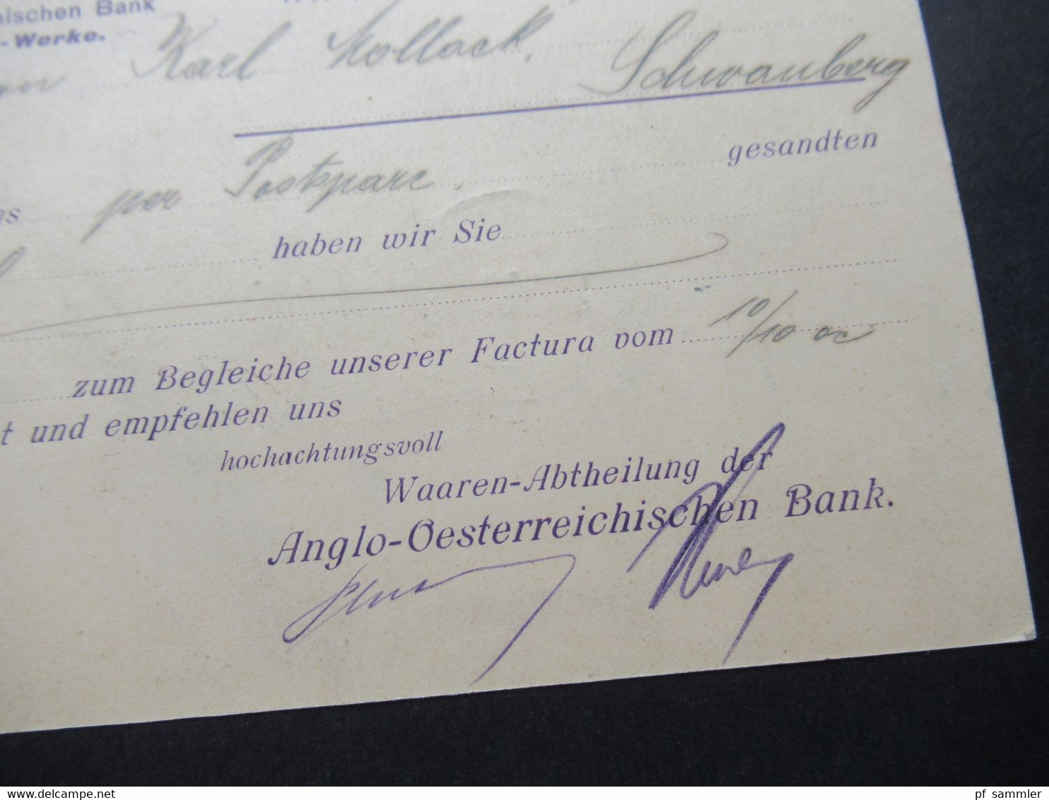 Österreich 1900 Franz Joseph Nr.72 EF Correspondenz Karte Waaren Abtheilung Anglo-Oest. Bank Schweinefett Werke Wien - Brieven En Documenten