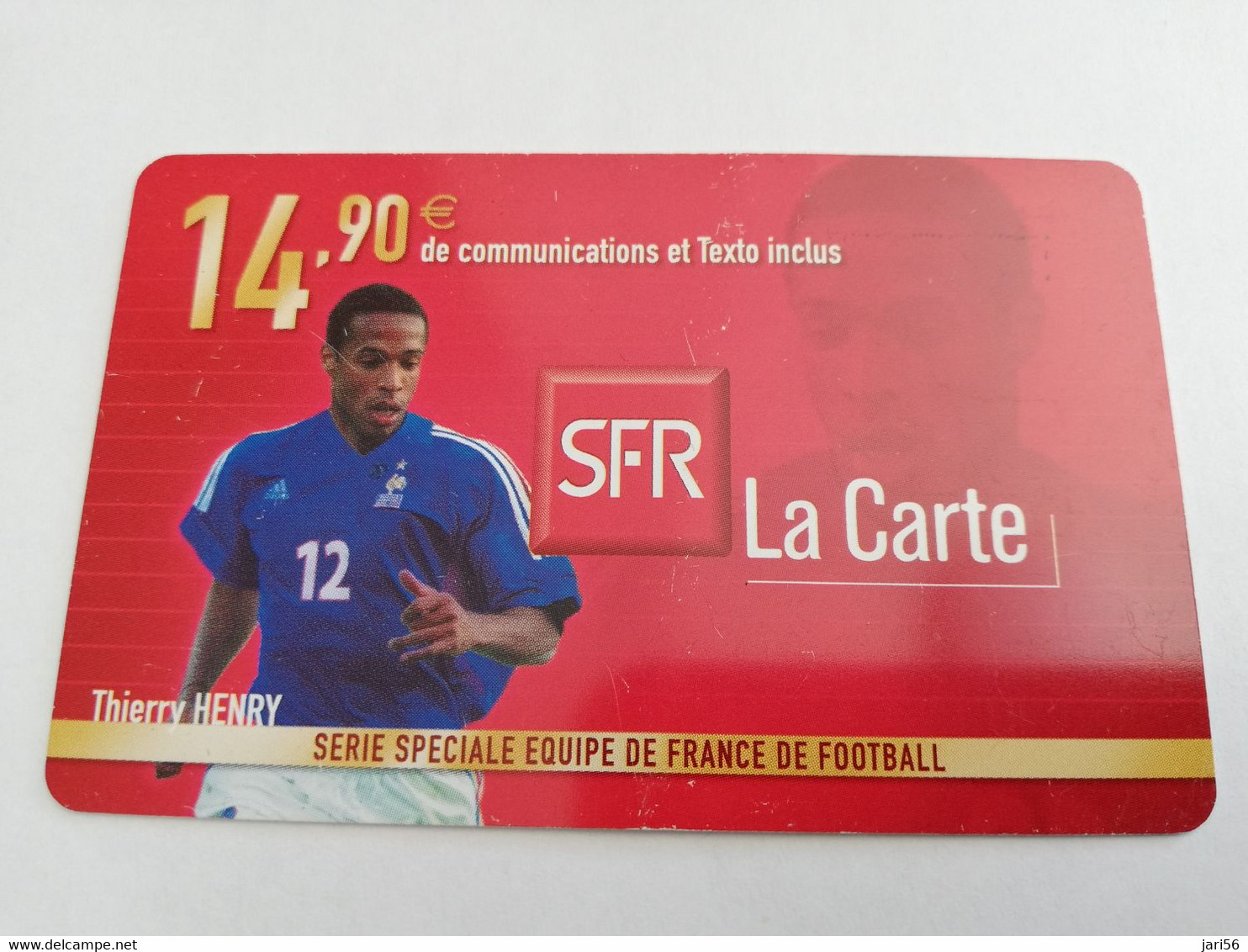 FRANCE/FRANKRIJK  SFR LA CARTE    FOOTBAL PAYER THIERRY HENRY   RECHARGE 14,90 PREPAID  USED    ** 5981** - Per Cellulari (telefonini/schede SIM)