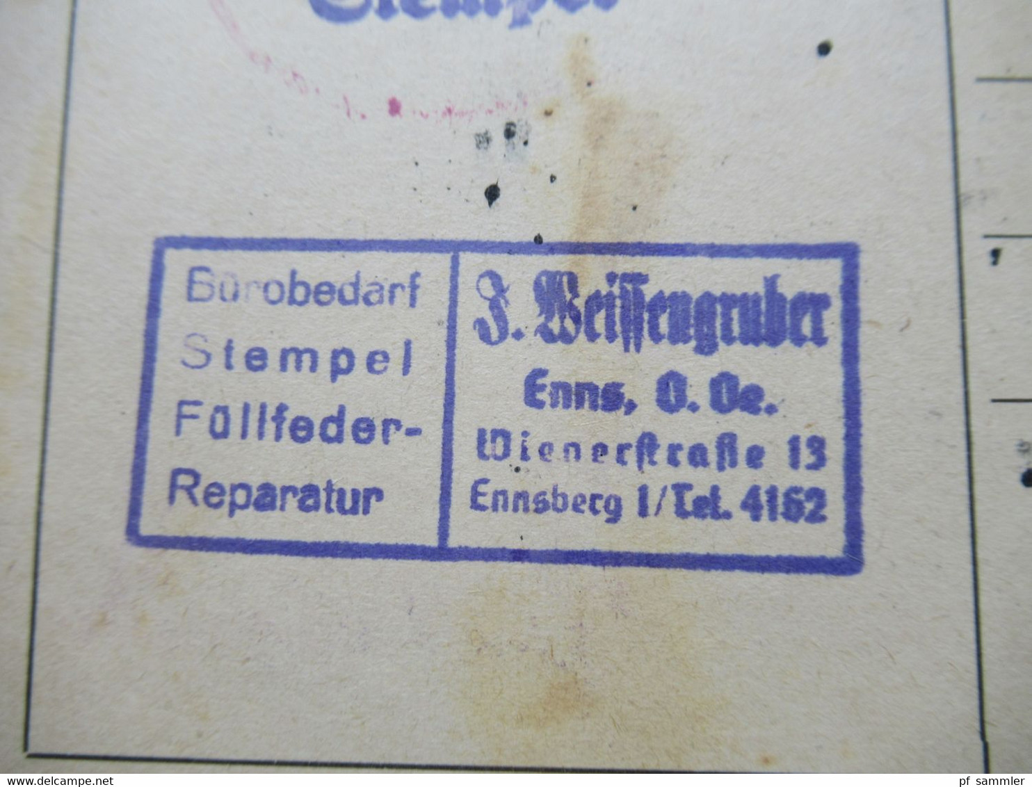 Österreich 1947 PK Antwortkarte / Drucksache Bürobedarf Stempel L1 Postgebühr Bar Bezahlt / Notmaßnahme Aus Enns O.Oe. - Brieven En Documenten