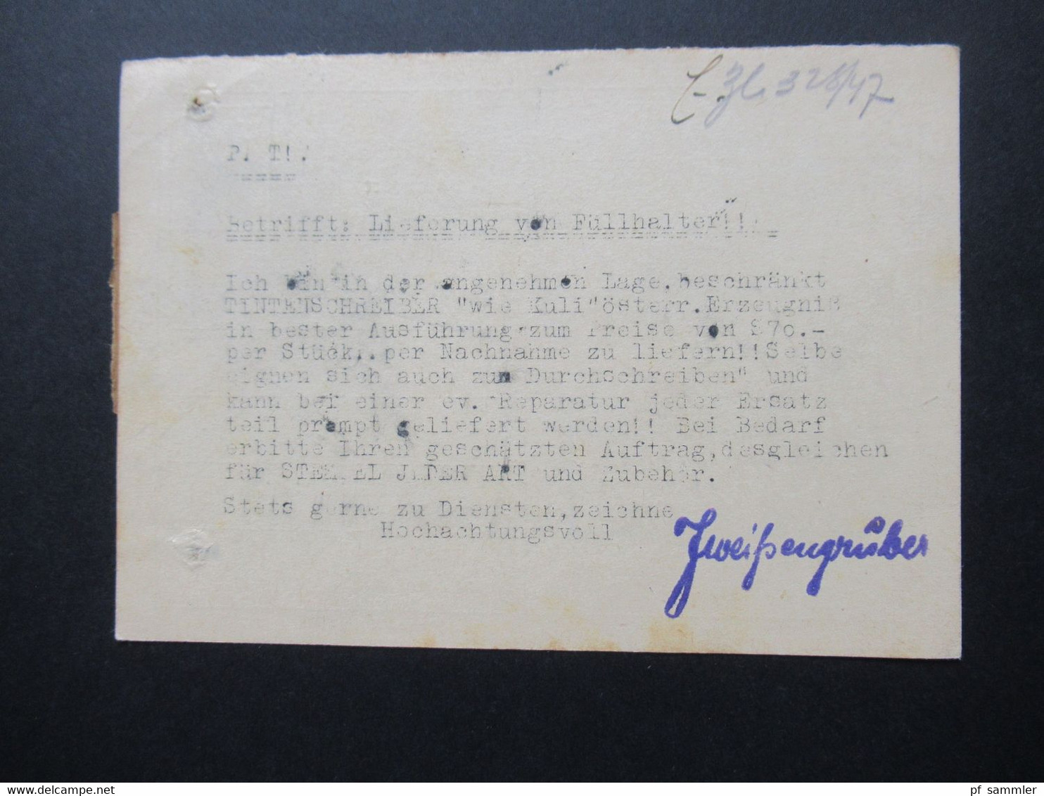 Österreich 1947 PK Antwortkarte / Drucksache Bürobedarf Stempel L1 Postgebühr Bar Bezahlt / Notmaßnahme Aus Enns O.Oe. - Brieven En Documenten