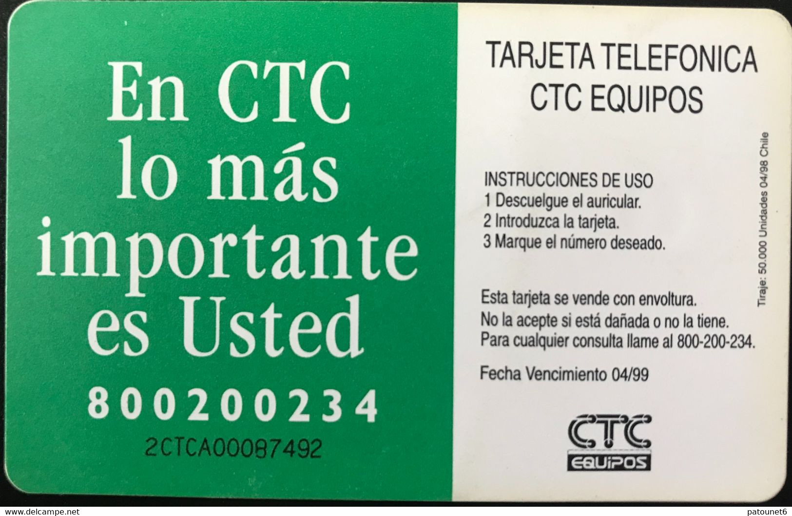 CHILI - Phonecard - CTC - Vina Del Mar - $ 2.000 - Chili