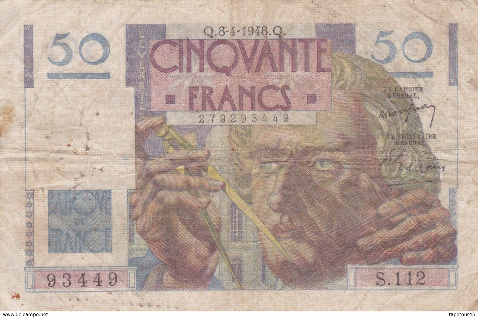 Billet > France >50 Francs 1948 - 50 F 1946-1951 ''Le Verrier''