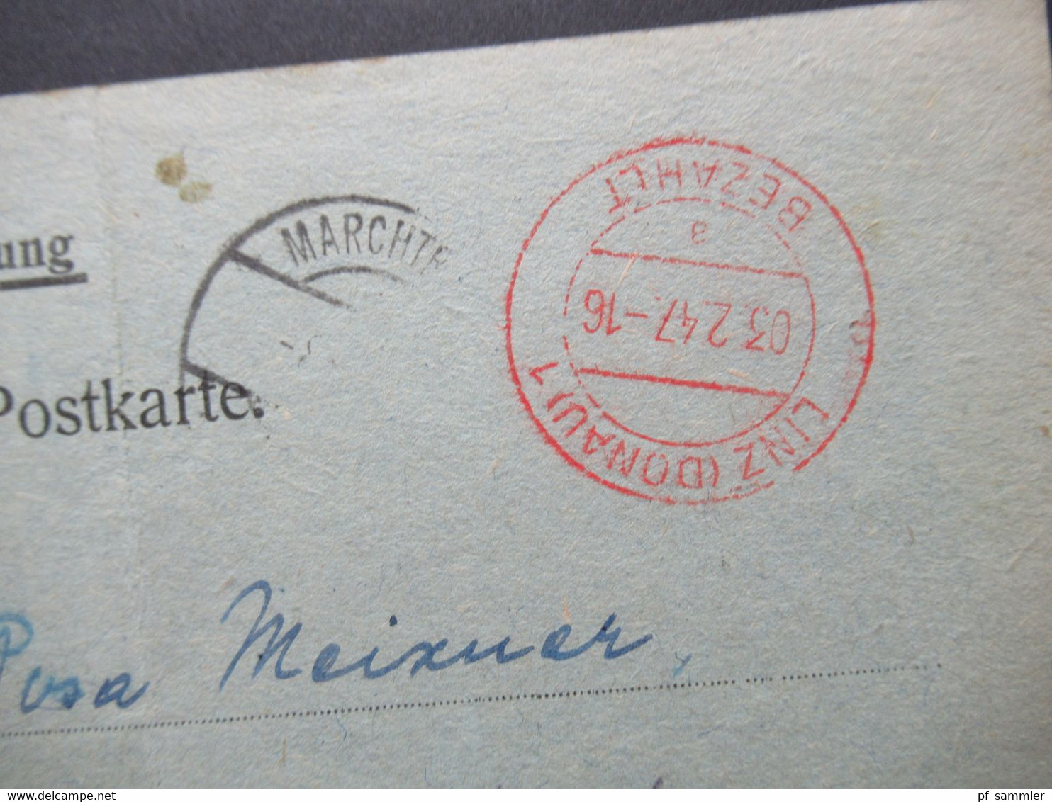 Österreich 1947 Postgebühr Bar Bezahlt Roter Stempel Linz (Donau) Bezahlt Amt Der O.Ö. Landesregierung Stempelgebühr - Covers & Documents