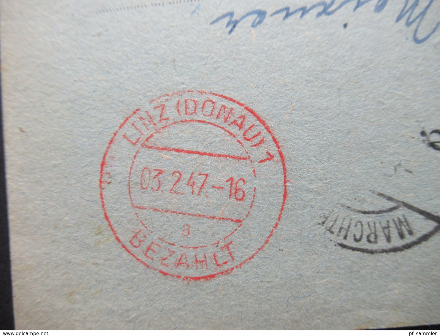 Österreich 1947 Postgebühr Bar Bezahlt Roter Stempel Linz (Donau) Bezahlt Amt Der O.Ö. Landesregierung Stempelgebühr - Covers & Documents