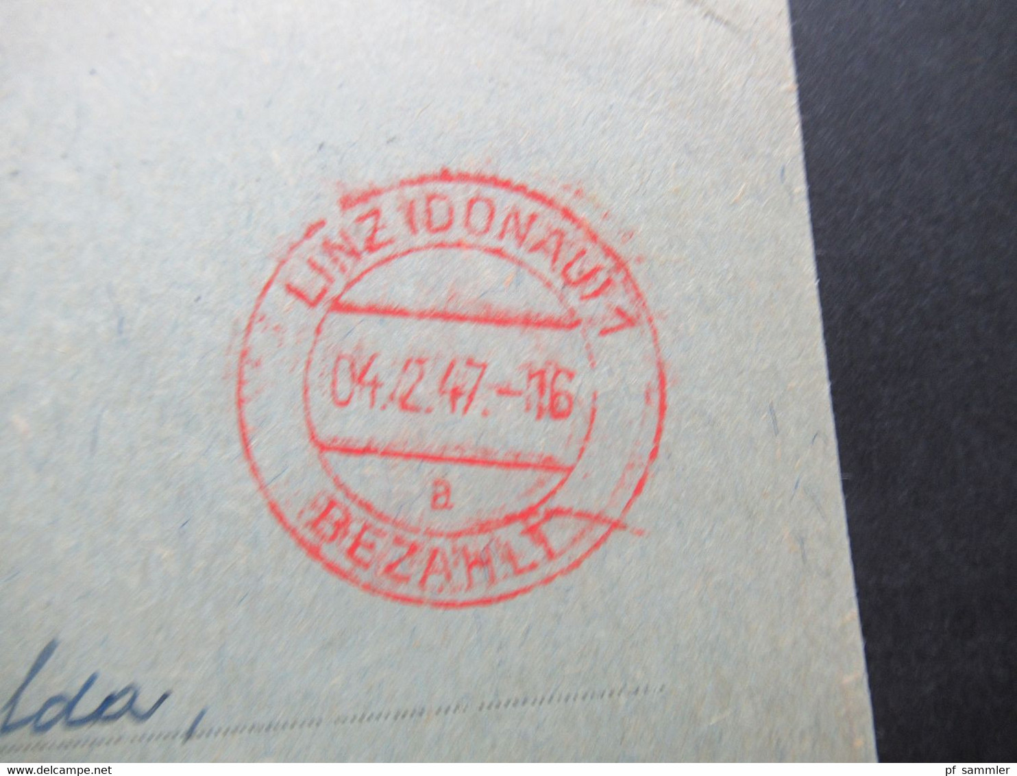 Österreich 1947 Postgebühr Bar Bezahlt Roter Stempel Linz (Donau) Bezahlt Amt Der O.Ö. Landesregierung Stempelgebühr - Lettres & Documents