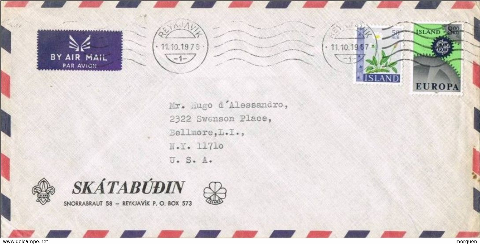 41283. Carta Aera REYKJAVIK (Islandia) 1979 A Estados Unidos- Tema EUROPA - Lettres & Documents