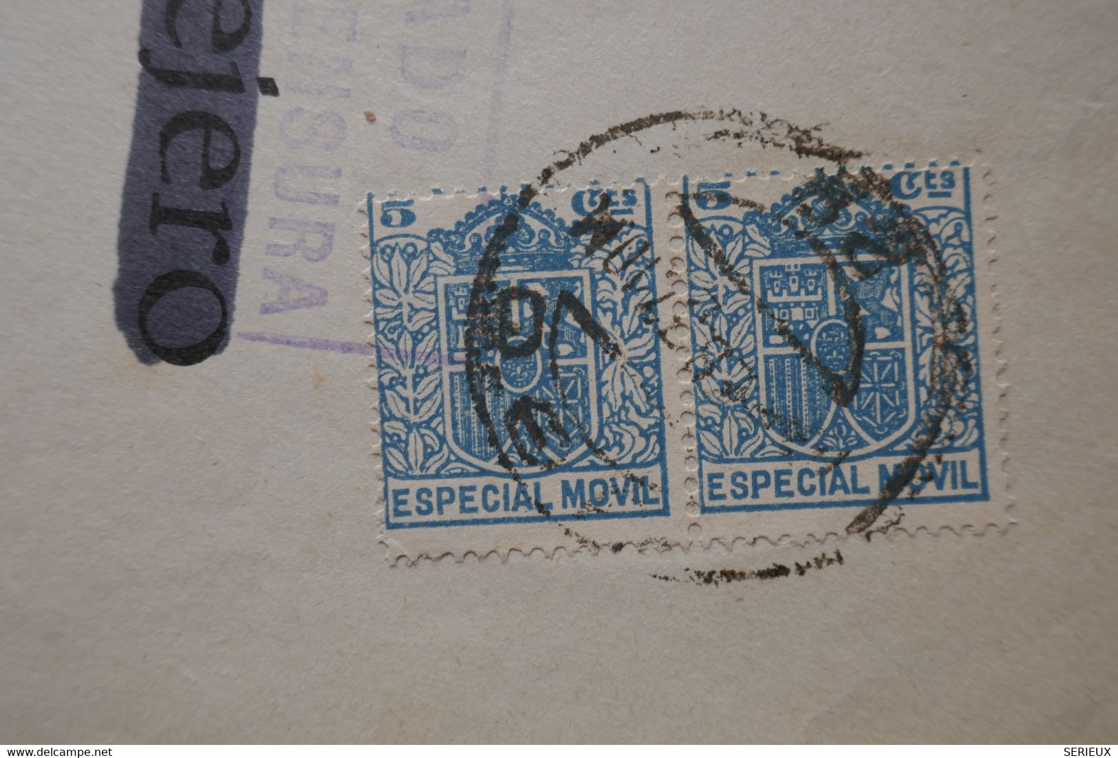 T1 ESPANA BELLE LETTRE  DEVANT GUERRE CENSURE 1935 LUGO POUR CACERES +PAIRE DE T.P  + AFFRANCH INTERESSANT - Marcas De Censura Nacional