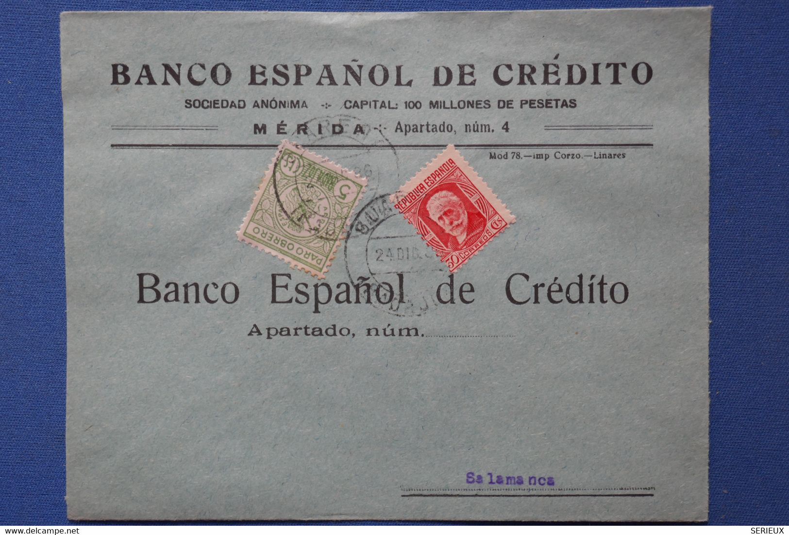 T2 ESPANA BELLE LETTRE  GUERRE  CIVILE VIVA ESPANA 1936  MERIDA POUR SALAMANCA + SURCHARGE  + AFFRANCH INTERESSANT - Marcas De Censura Nacional