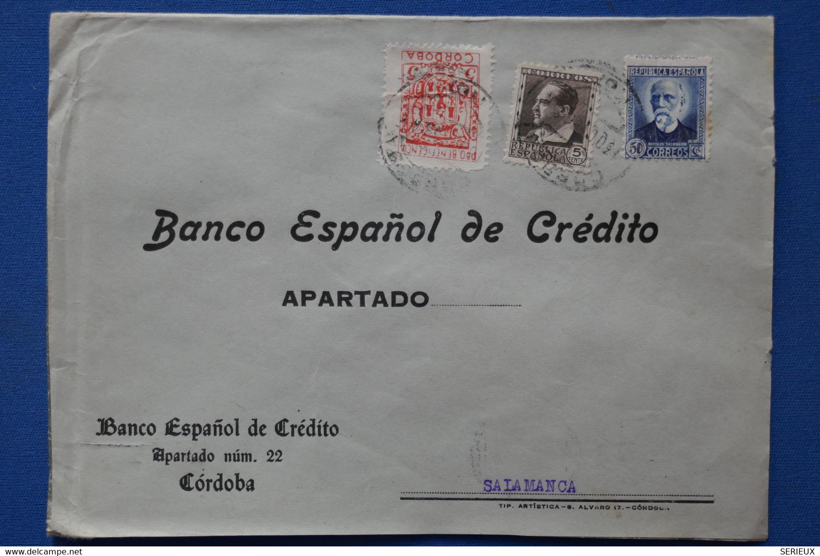 T7 ESPANA BELLE LETTRE  GUERRE  CIVILE VIVA ESPANA    1936 CORDOBA POUR SALAMANCA + + AFFRANCH INTERESSANT - Marcas De Censura Nacional