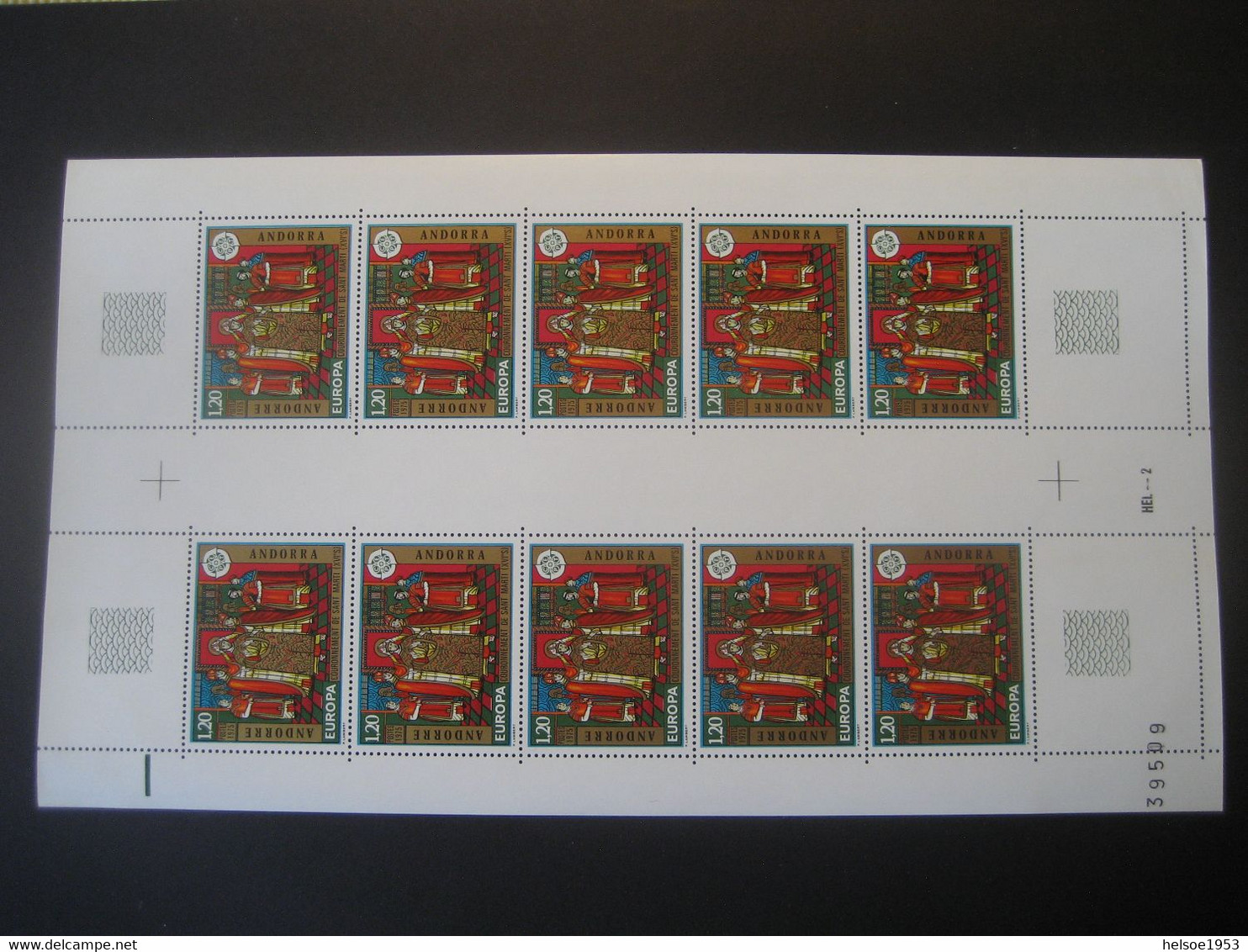 Andorra Französisch 1975- 2 Kleinbögen Europa 1975 Gemälde, Satz MiNr. 264-265 ** Postfrisch - Blocks & Sheetlets