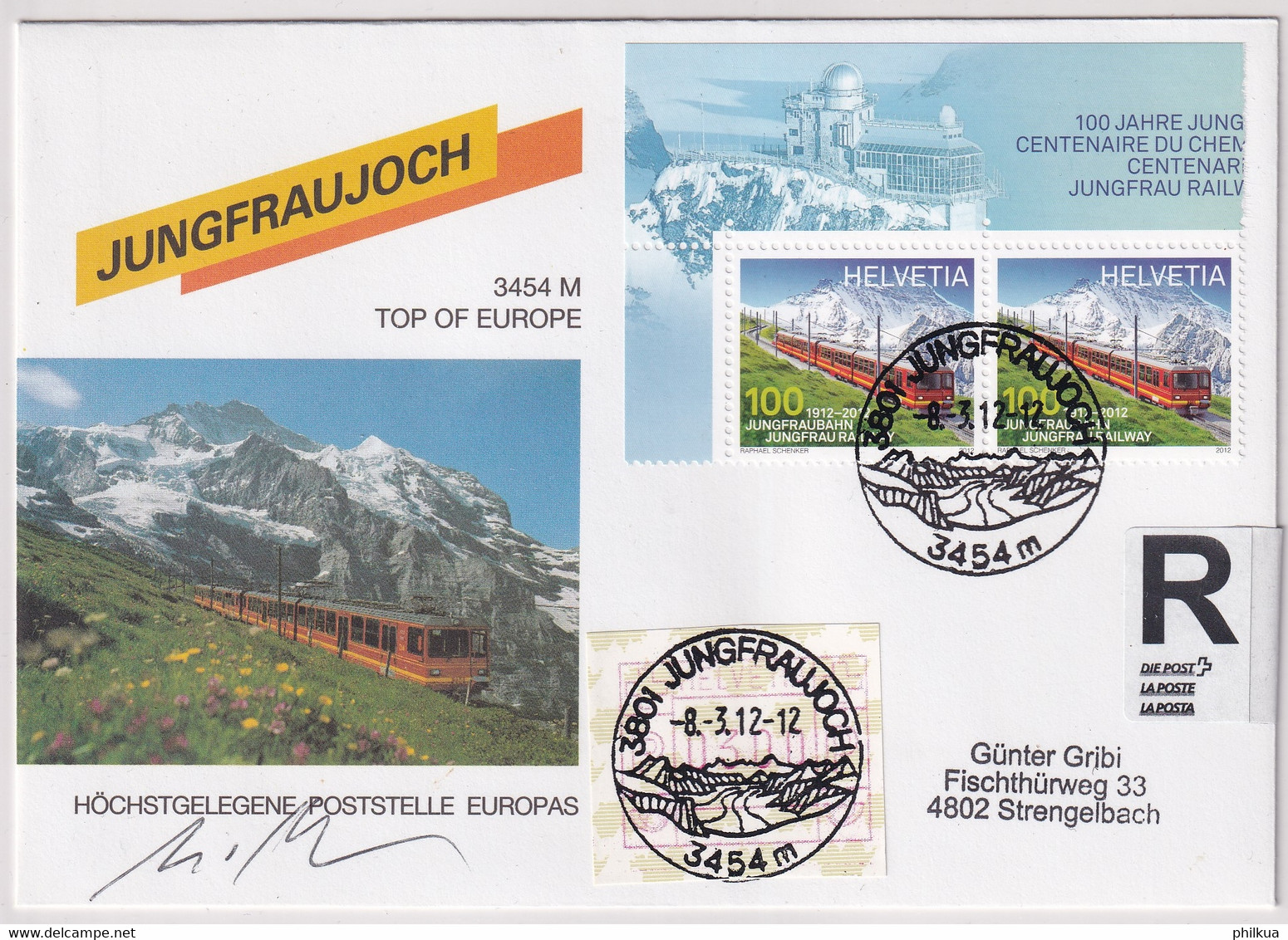 Michel 2233 Auf Gelaufenem R-FDC Mit ETOS JUNGFRAUJOCH Und Visum Vom Markenentwerfer - Brieven En Documenten