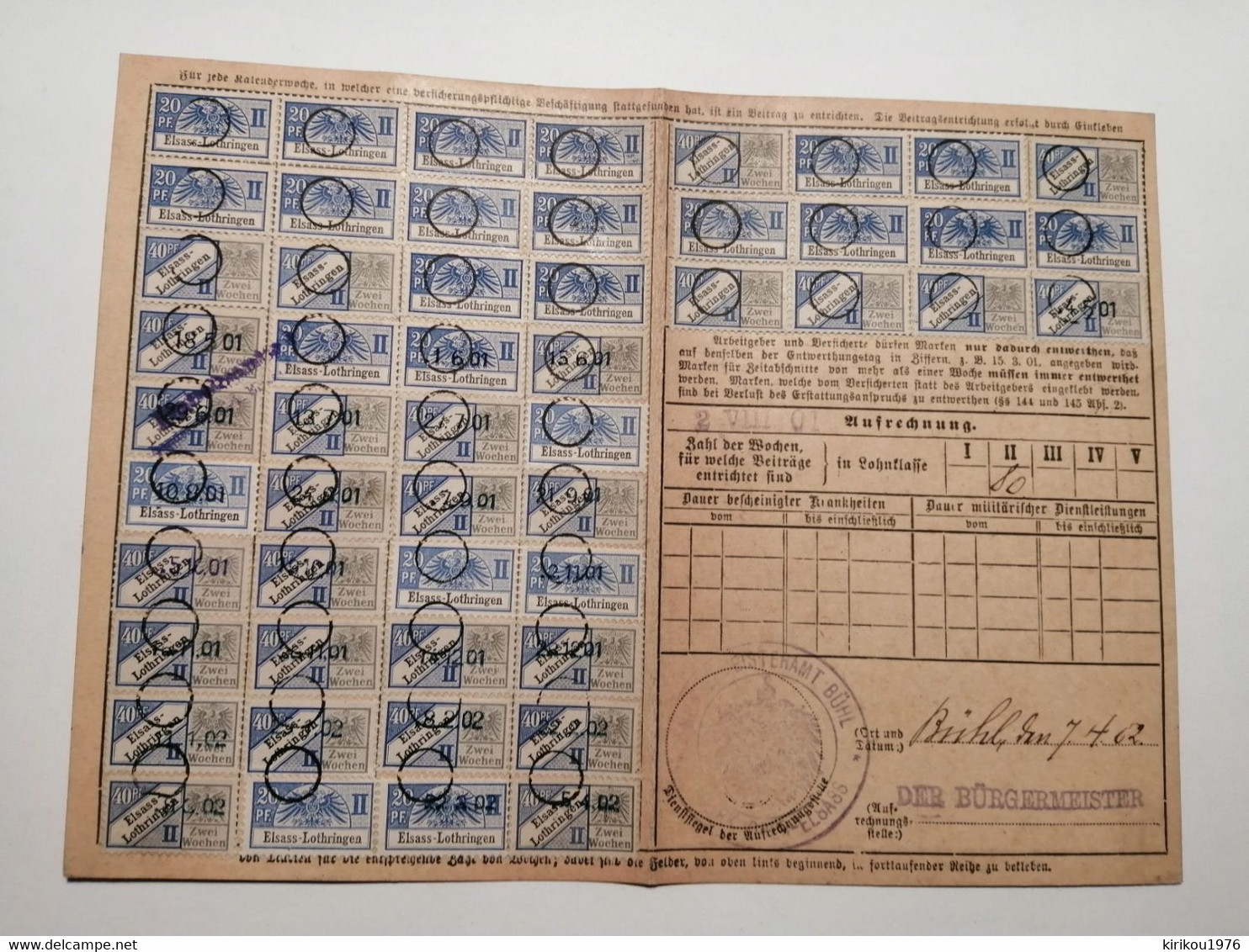 Carte De Quittance Avec Timbres Fiscaux 1875-1919 5pcs - Other & Unclassified