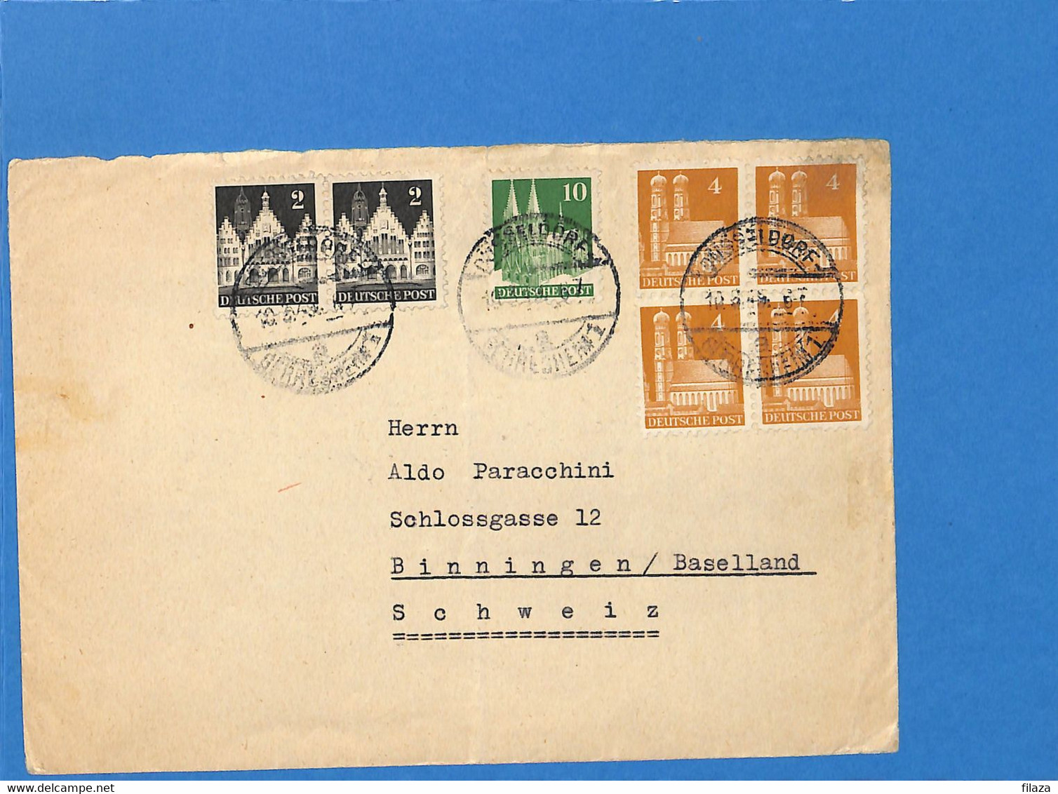 Allemagne Bizone 1949 Lettre De Dusseldorf à La Suisse (G2858) - Autres & Non Classés