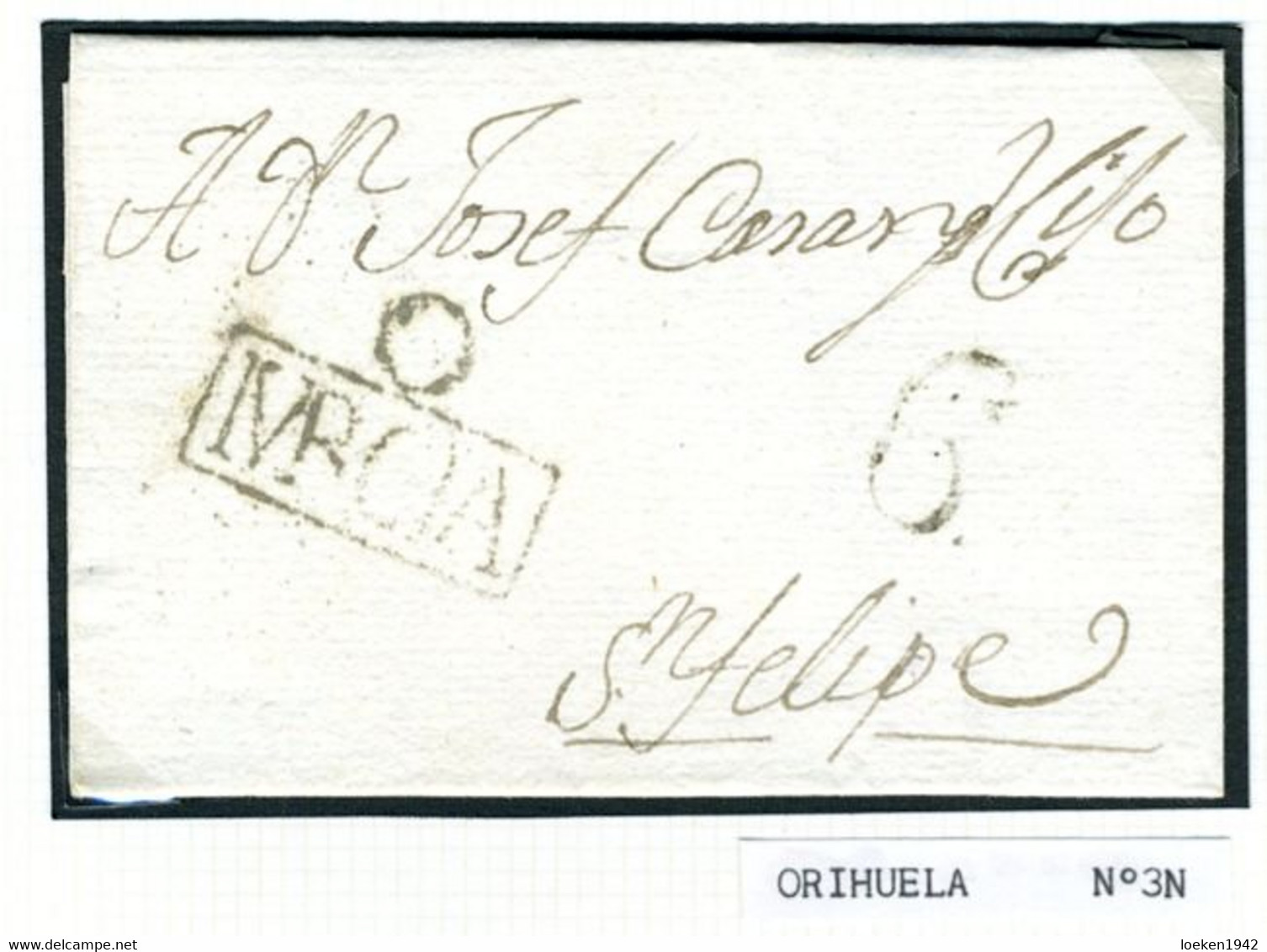 ESPAÑA  Carta De ORIHUELA  MURCIA  Con Marca O/ MRCIA  Hasta  S FELIPE PR71 - ...-1850 Voorfilatelie