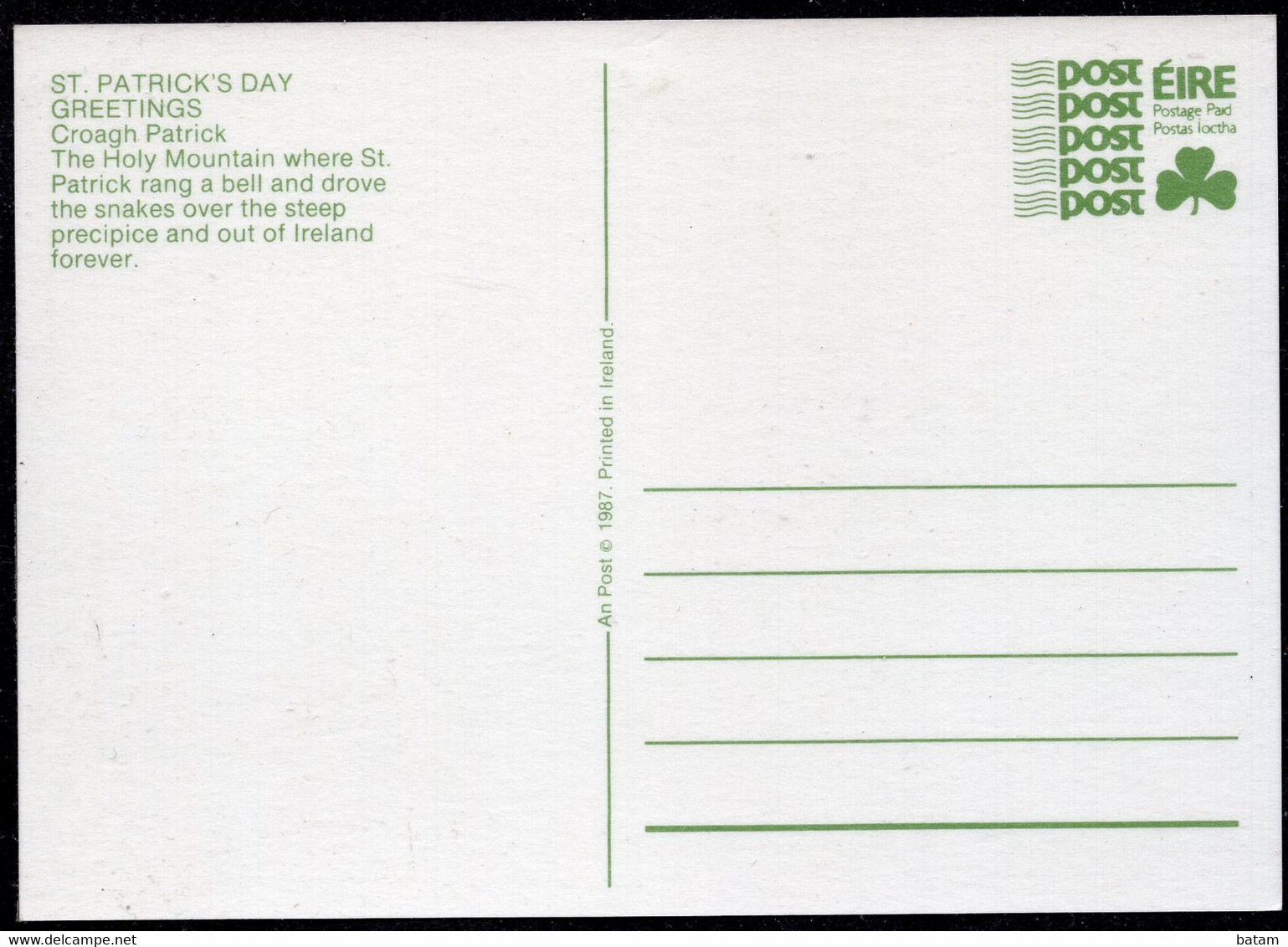 145 - Ireland 1987 - St.Patrick`s Day - Postal Stationery - Unused - Entiers Postaux