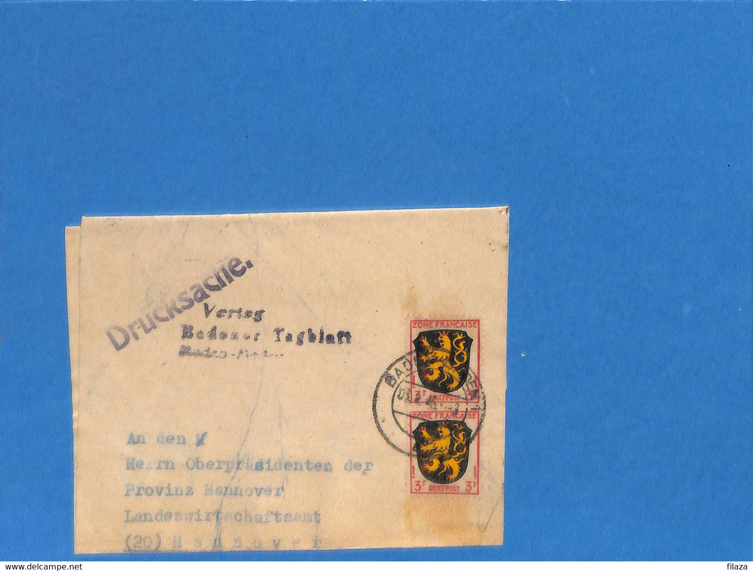 Allemagne Zone Française 1946 Lettre De Baden-Baden (G2887) - Algemene Uitgaven