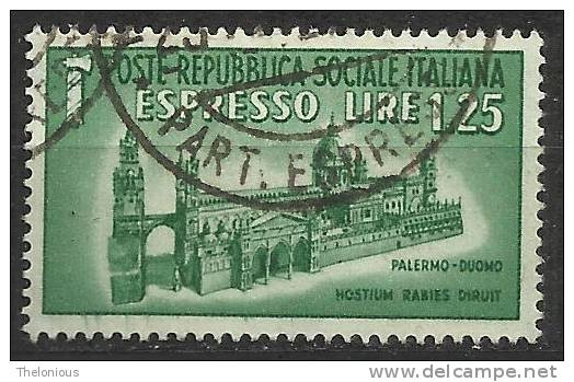 # 1944 Repubblica Sociale: Monumenti Distrutti - Espresso Lire 1,25 Usato - Poste Exprèsse