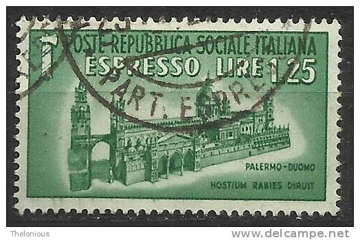 # 1944 Repubblica Sociale: Monumenti Distrutti - Espresso Lire 1,25 Usato - Exprespost