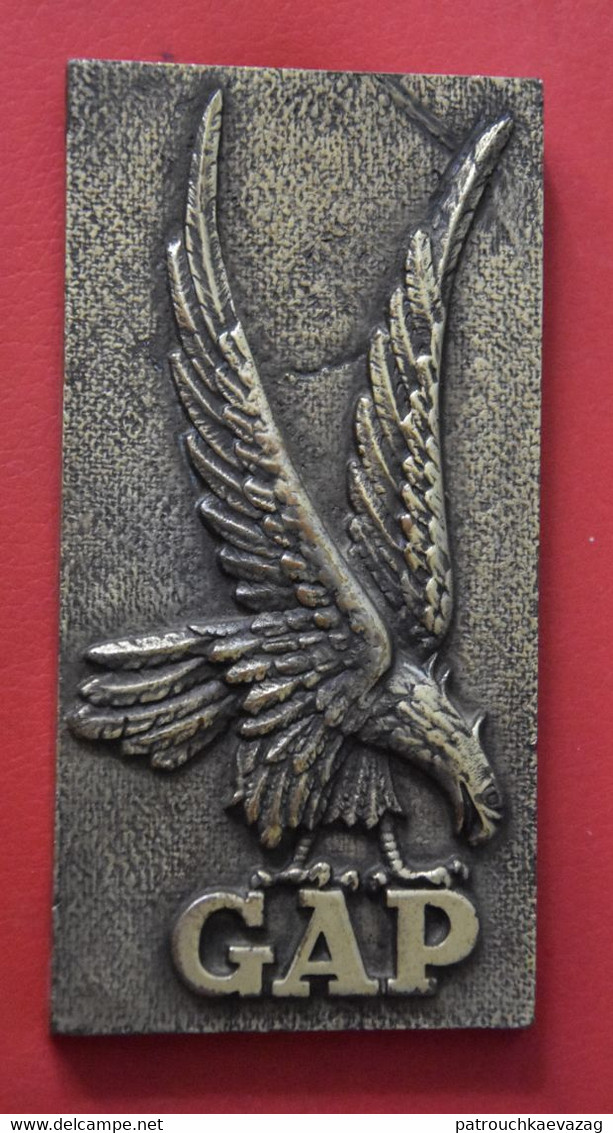 Médaille Murale En Bronze Du Groupement Aéroporté GAP Signée F.L (Fonderie Leblond), 7 X 14 Cm, 740 Gr. - Other & Unclassified