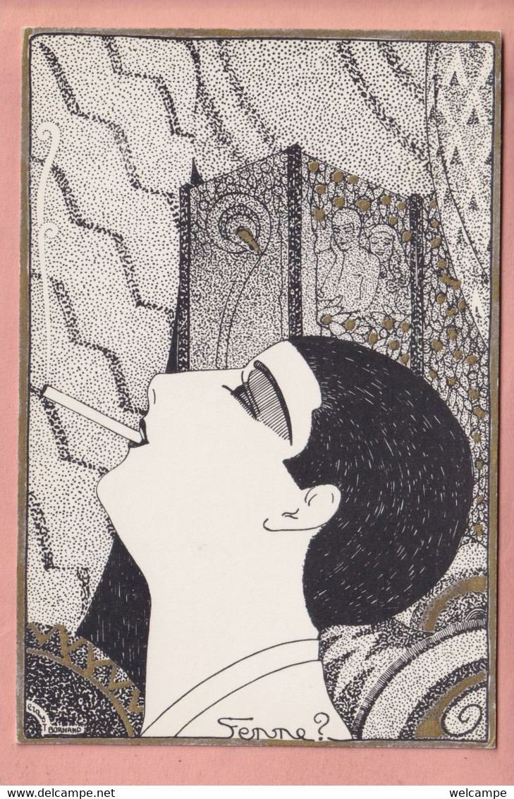 ILLUSTRATED  POSTCARD - DECO STYLE - SERIE OPIUM - WOMAN - E. BORNAND / GENEVE - Sonstige & Ohne Zuordnung