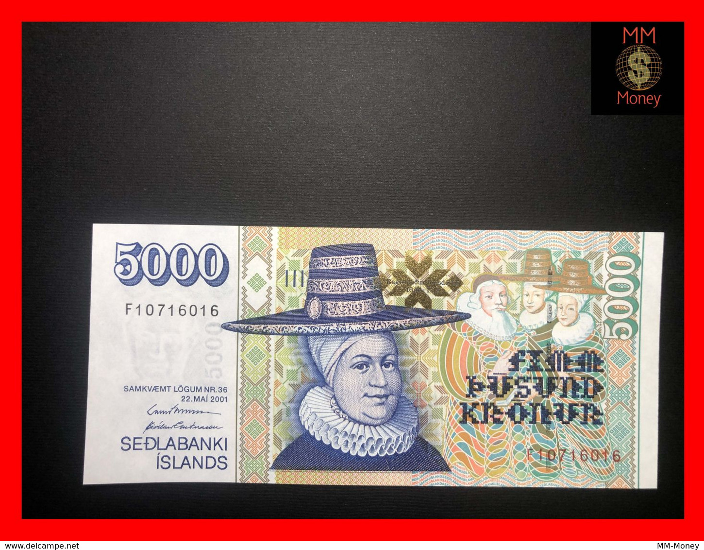 ICELAND 5.000 5000 Kronur  L. 22.05.2001  P. 60    UNC - Islandia