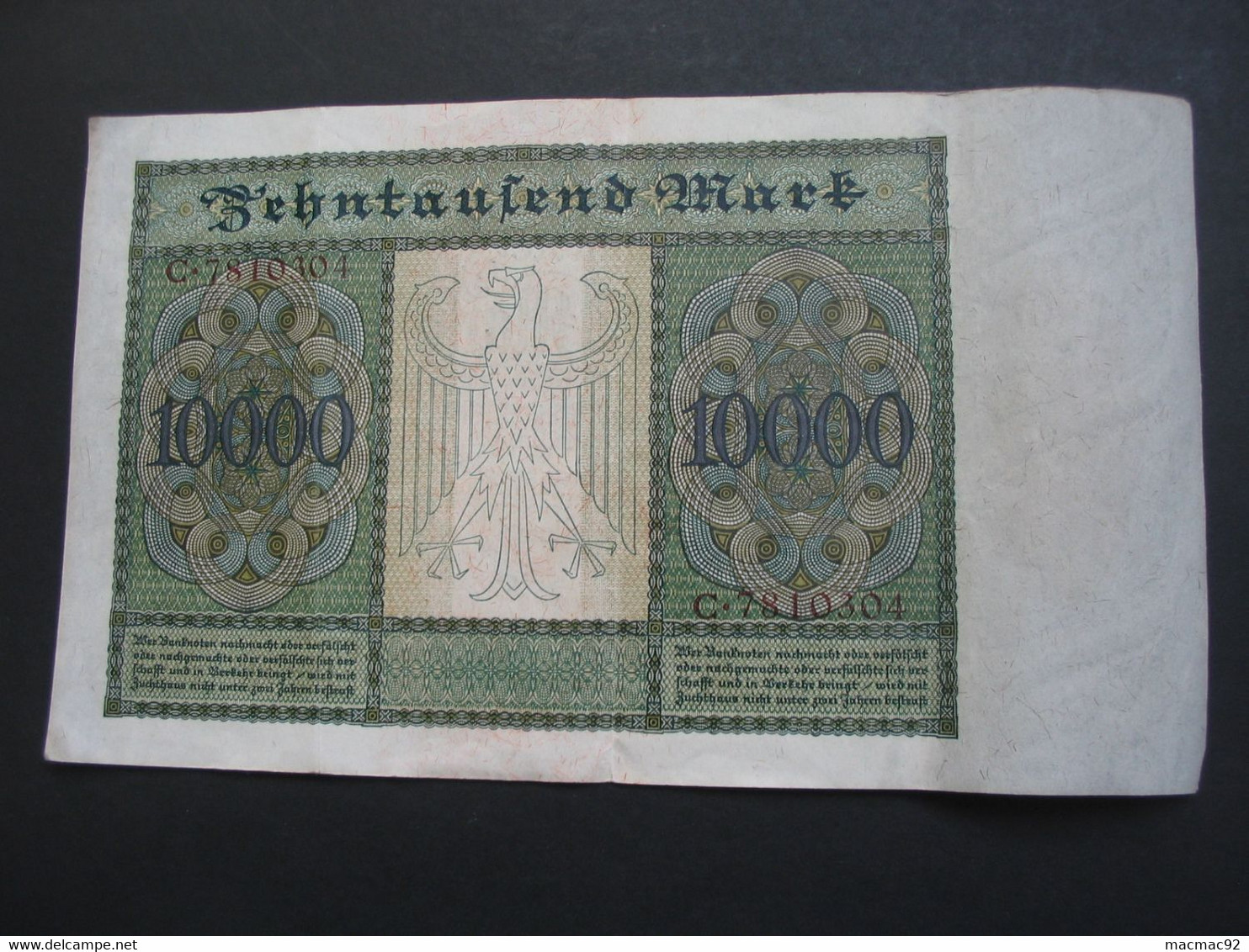 10 000 Zehntaufend Mark 1922 -  Reichsbanknote - Germany - Allemagne **** EN ACHAT IMMEDIAT **** - 10.000 Mark