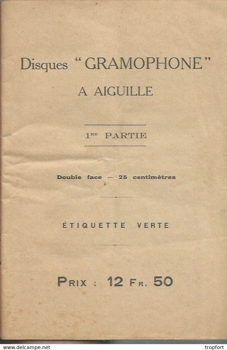 JP / Revue CATALOGUE Répertoire DISQUE GRAMOPHONE à AIGUILLE Chant Orchestre ARTISTE COMEDIEN Chanteur Théâtre Opéra - Musique