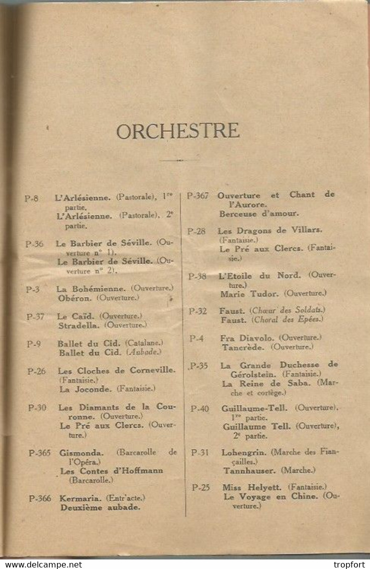 JP / Revue CATALOGUE Répertoire DISQUE GRAMOPHONE à AIGUILLE chant orchestre ARTISTE COMEDIEN Chanteur Théâtre opéra