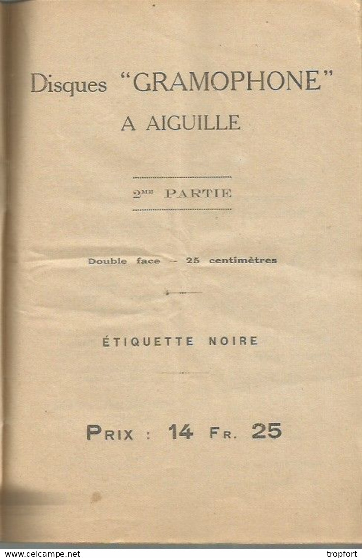 JP / Revue CATALOGUE Répertoire DISQUE GRAMOPHONE à AIGUILLE chant orchestre ARTISTE COMEDIEN Chanteur Théâtre opéra